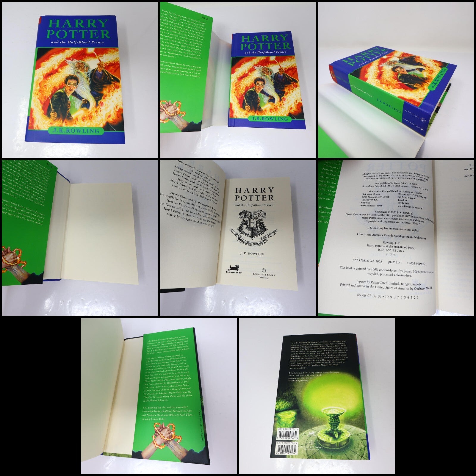 Harry Potter #1-7 Lot All Hardcover Dust Jacket JK Rowling Raincoast Bloosmbury