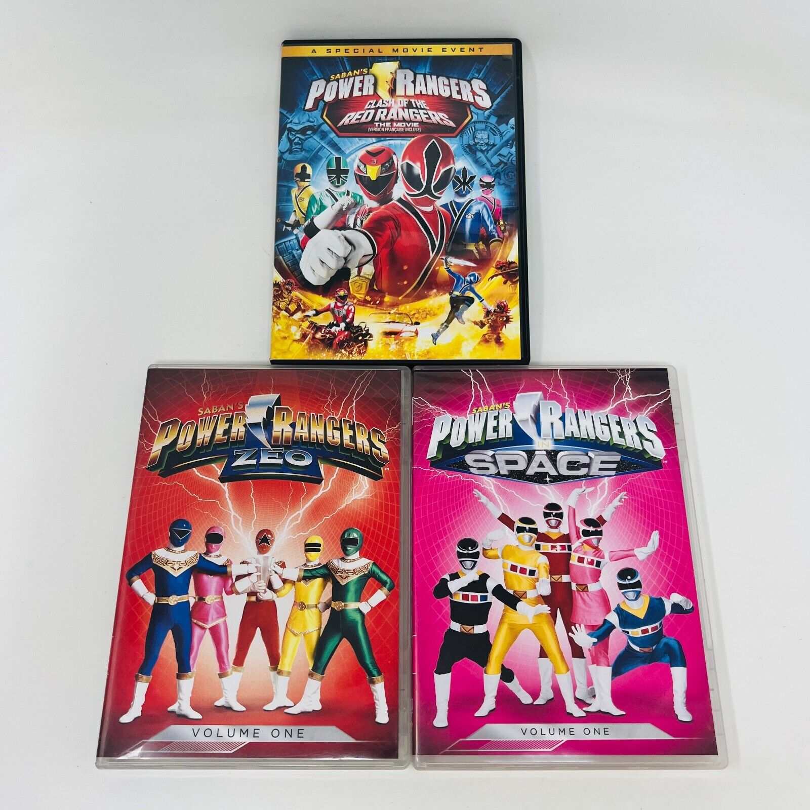 Power Rangers Zeo Vol. 1/Space Vol 1/Clash of the Red Rangers Movie Lot of 3 DVD
