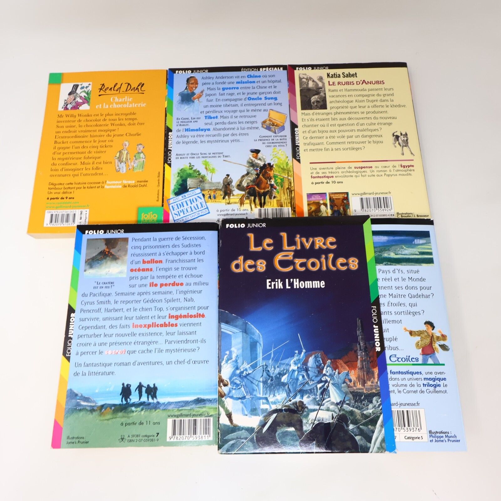 Lot 7 Livres Folio Junior Gallimard L'Ile Mystérieuse Livre des étoiles French