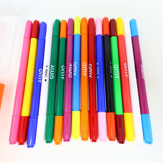 OMY Magic Felt Pens/Feutres Magiques Box 14 Colors + 2 Erasers Change Color