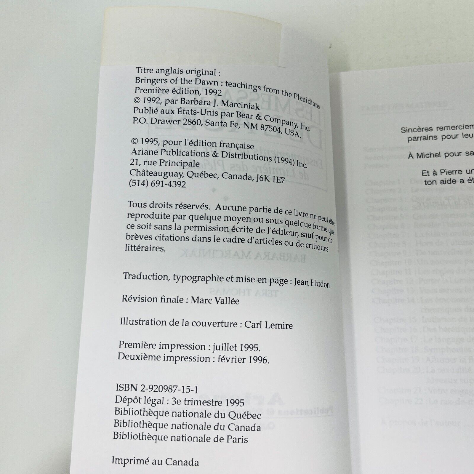 1997 Messagers de l'Aube de Barbara Marciniak Livre Ariane Lumière des Pléiades