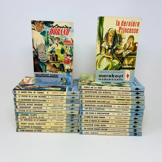 26x Marabout Mademoiselle 1950-60s Pulp Fiction Romance in French Lot Français