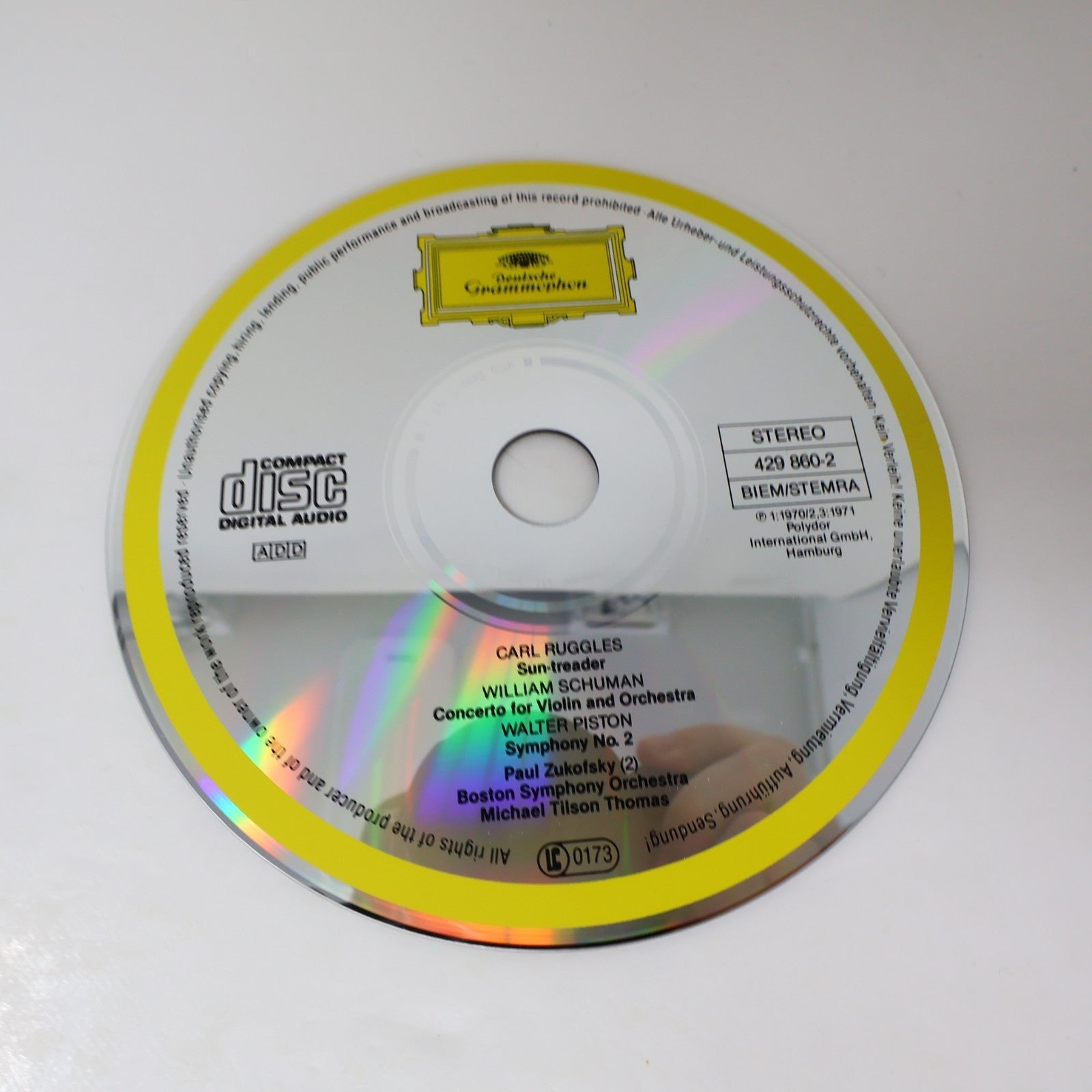Ruggles Sun-Treader/Piston Symphony 2/Schuman Violin Concerto CD Zukofsky/Thomas