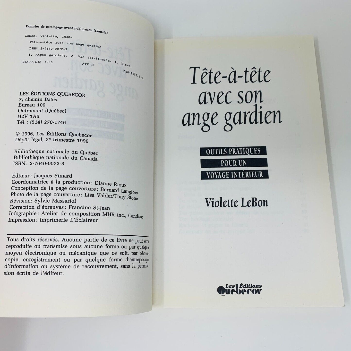 1996 Tête à Tête avec son Ange Gardien Violette LeBon Voyage Intérieur