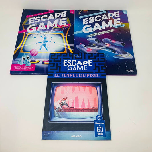 3x Livres Escape Game Temple du Pixel/Prisonniers du Jeu Vidéo/Piégés Espace Lot