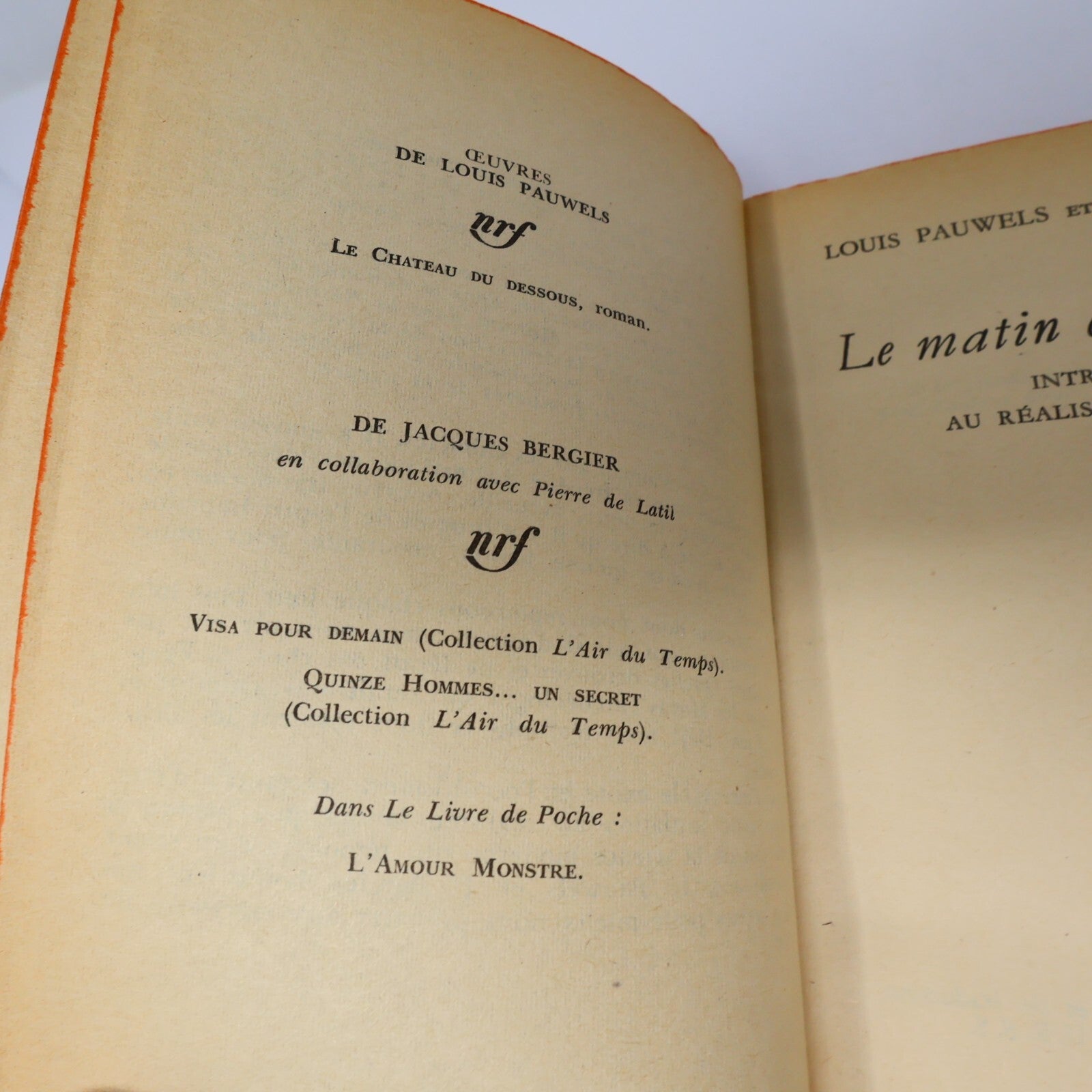 Le Matin des Magiciens Louis Pauwels/Jaques Bergier Poche 1967 Ésotérisme Livre