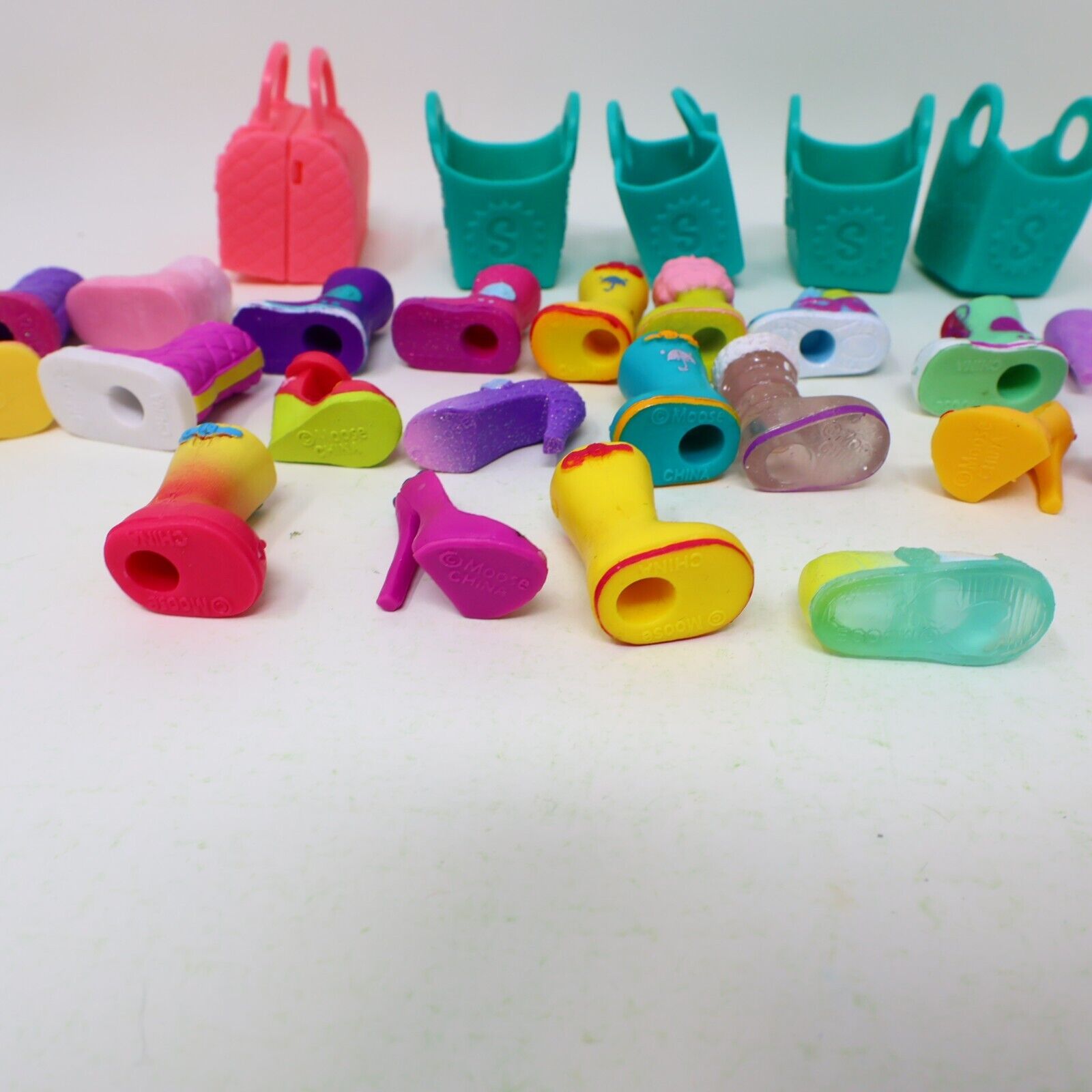 Lot of 21 Shopkins Figures Toys Mixed Boots Shoes High Heels Baskets Moose