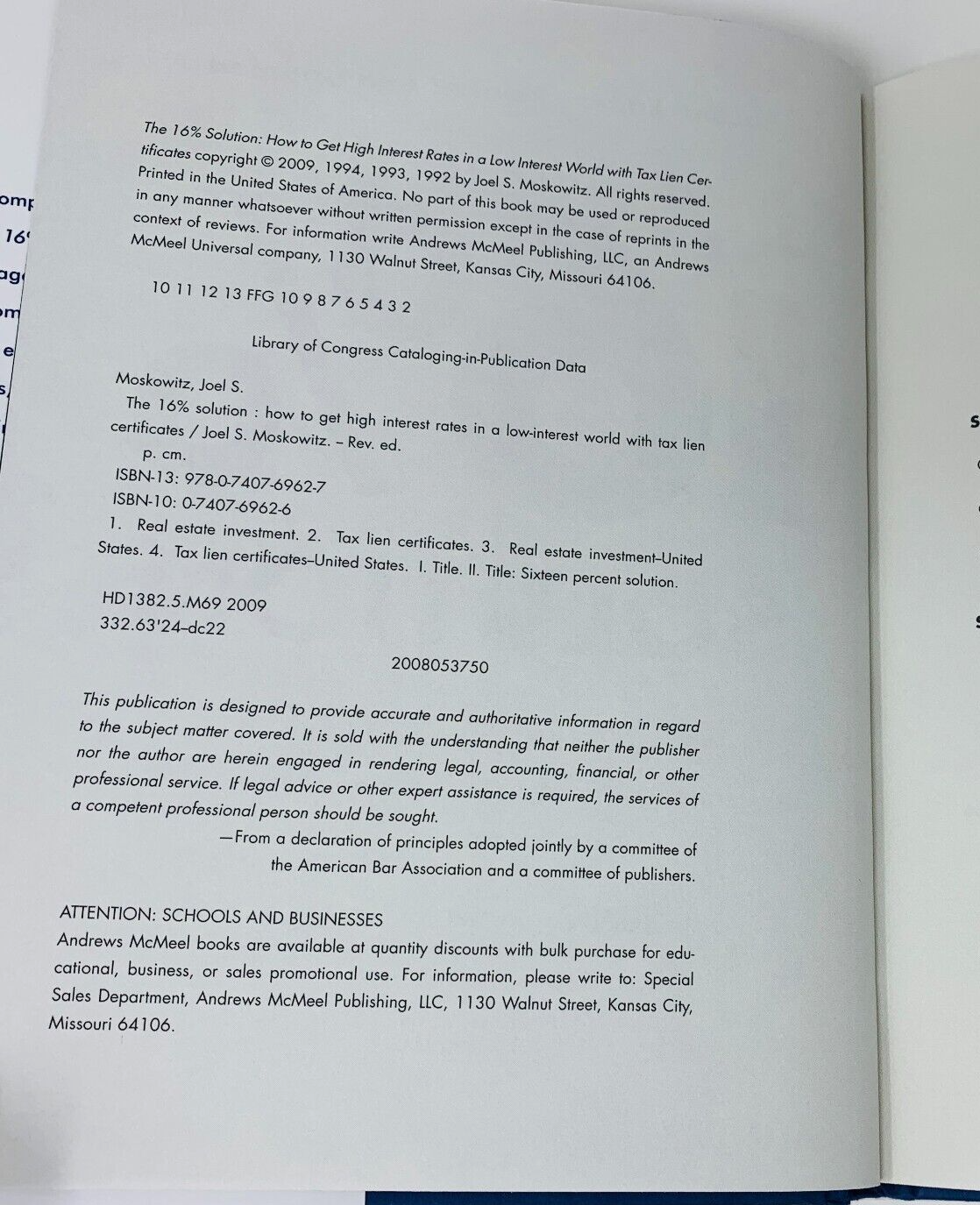 The 16% Solution Revised Edition Hardcover DJ Joel S. Moskowitz Interest Rates