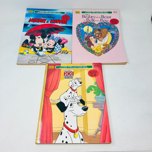 3x Disney Super Jumbo Coloring Golden Books Mickey/101 Dalmatians/Beauty 90s