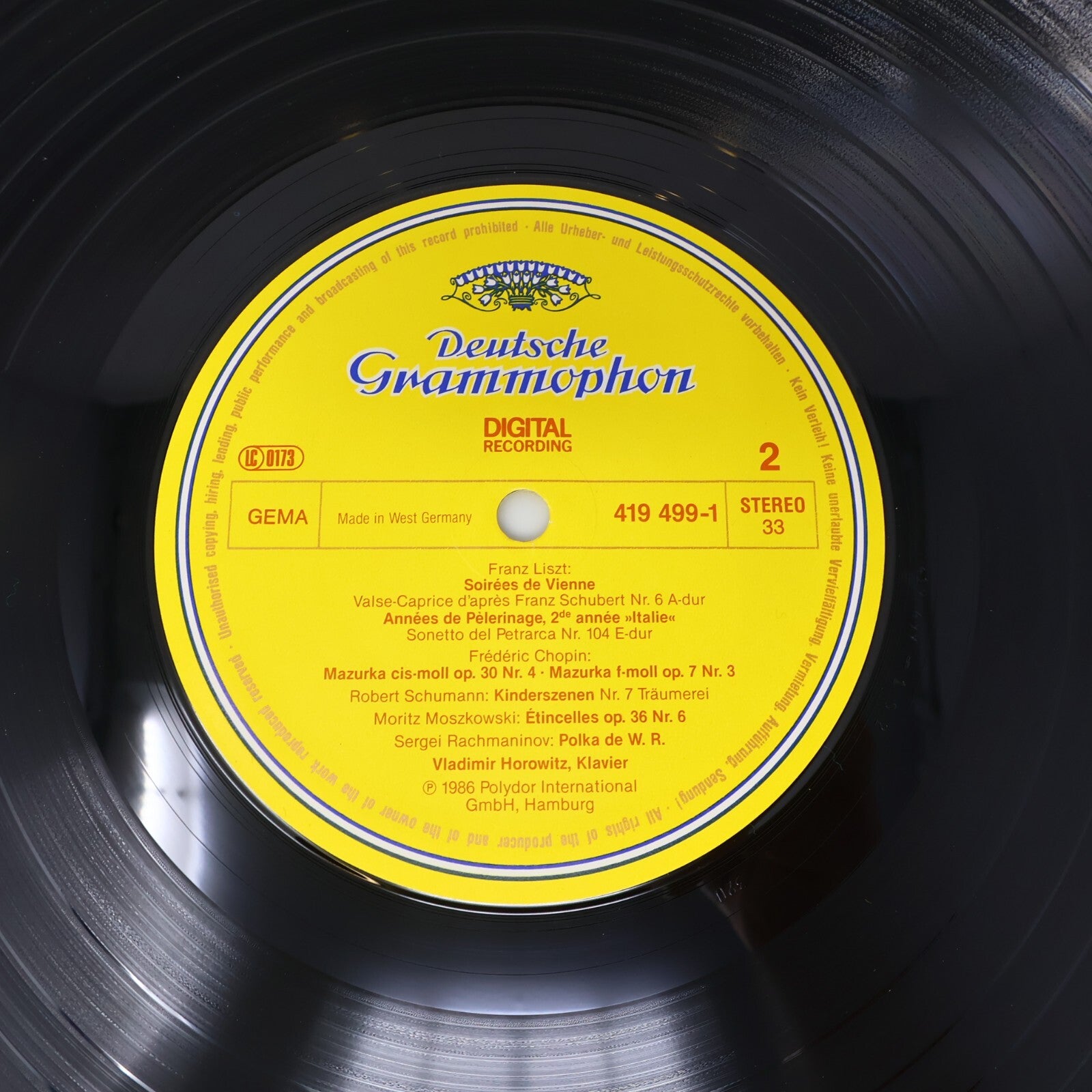 Horowitz In Moscow LP Record Vinyl 1986 Deutsche Grammophon 419 499-1 Piano