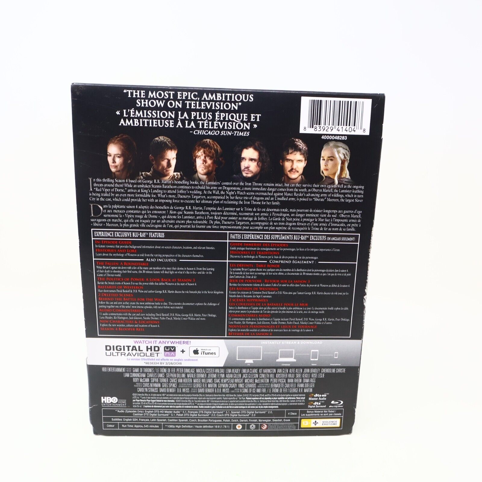 Game of Thrones / Le Trône de Fer Season 4 Blu-Ray Set HBO Tested NTSC John Snow