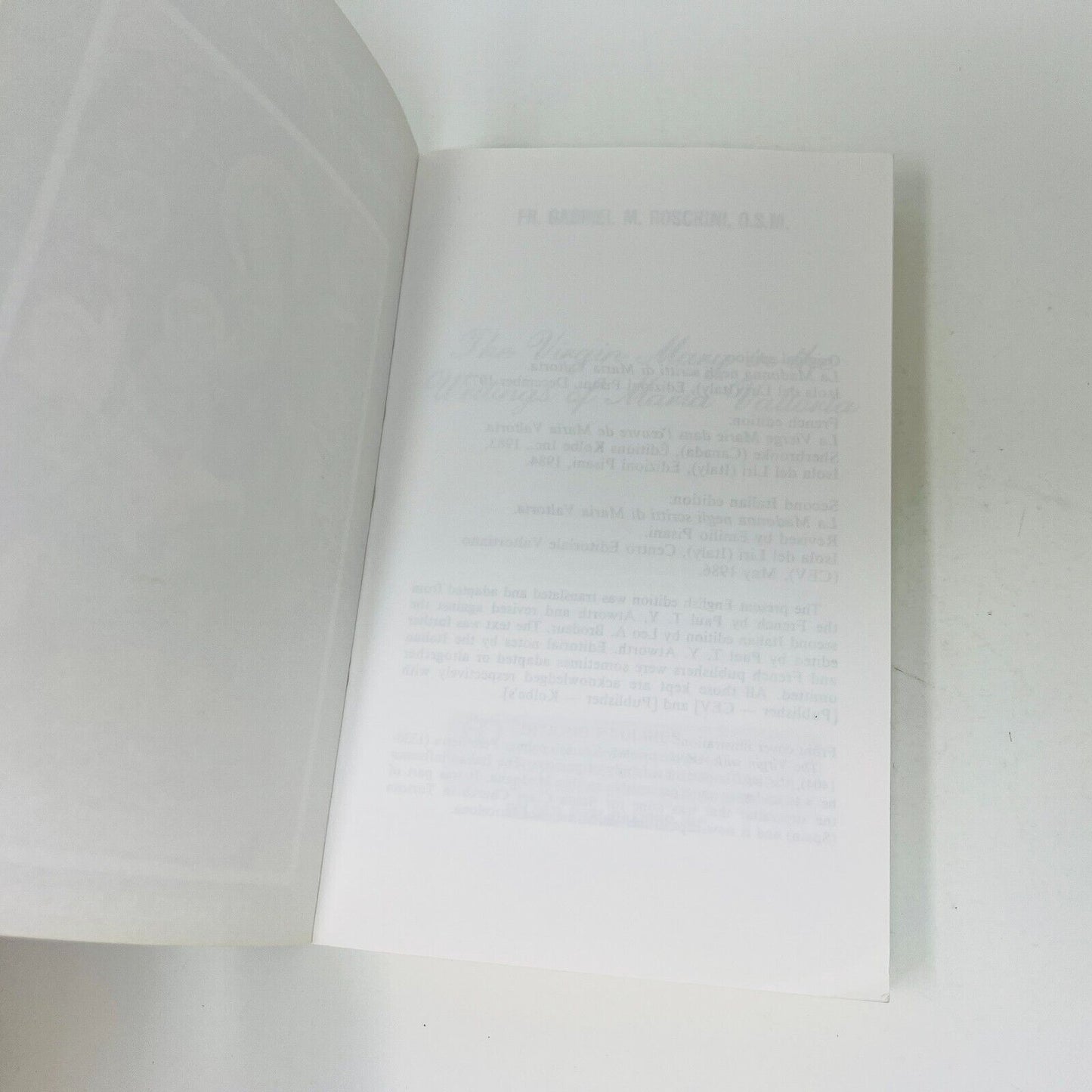 1989 The Virgin Mary in the Writings of Maria Valtorta by Fr Gabriel M. Roschini