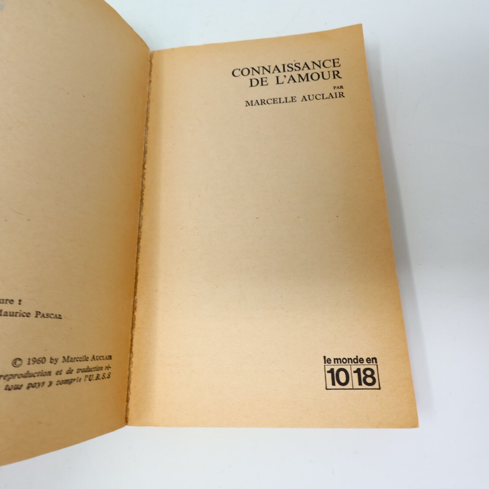 1965 Connaissance de l'Amour Marcelle Auclair Relations Interpersonnelles Couple