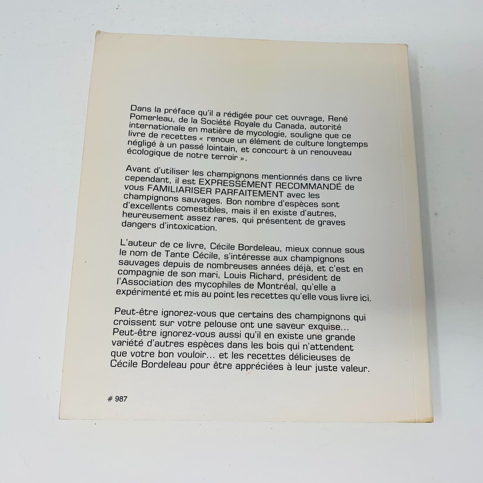 1978 Comment Apprêter les Champignons Sauvages Recettes Tante Cécile Bordeleau
