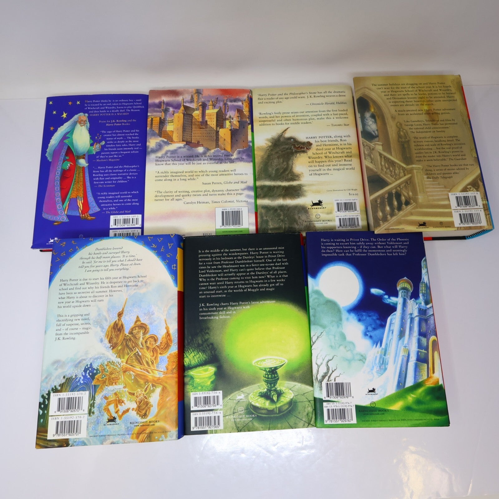 Harry Potter #1-7 Lot All Hardcover Dust Jacket JK Rowling Raincoast Bloosmbury