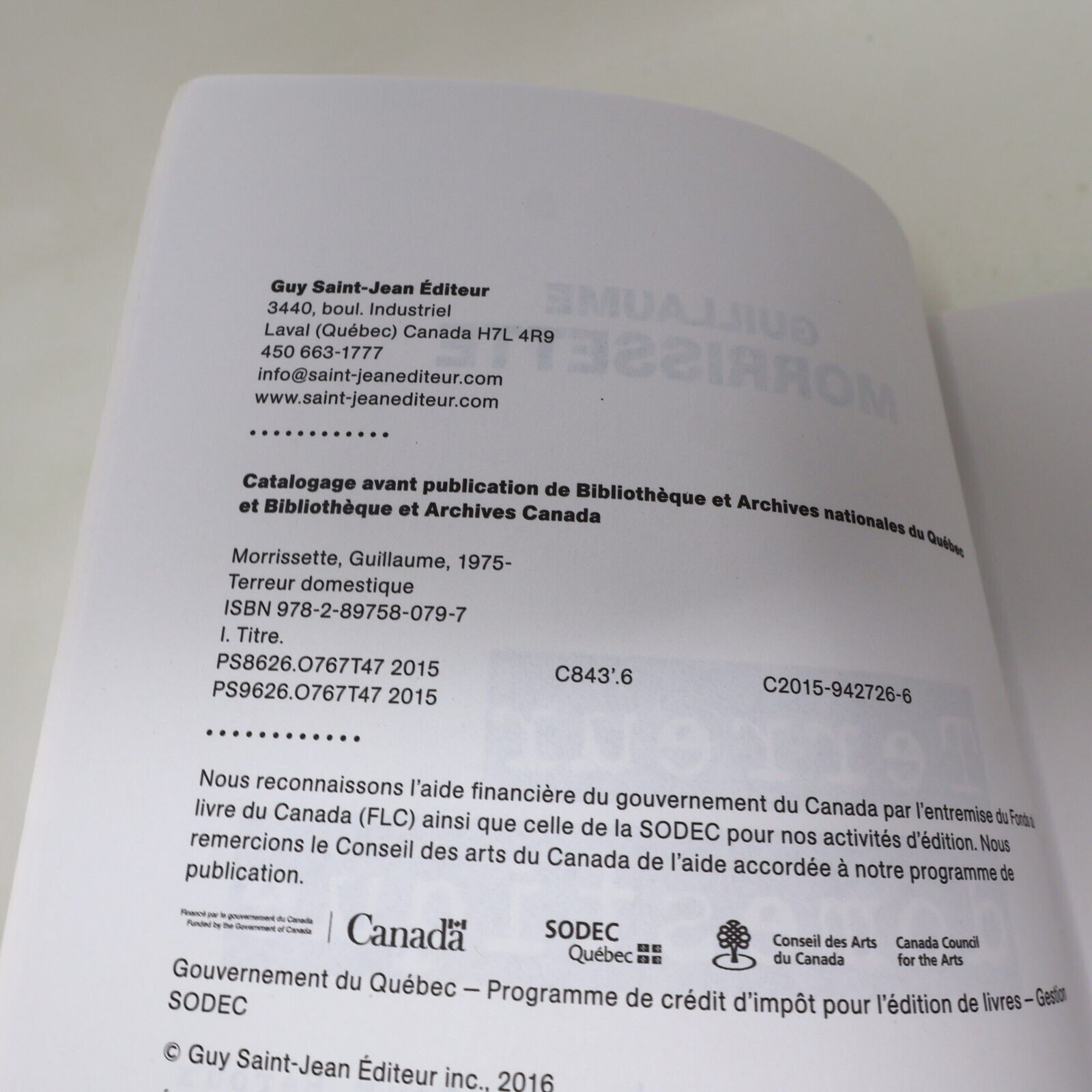 2016 Terreur Domestique Guillaume Morrissette Une Enquête de l'Inspecteur Héroux