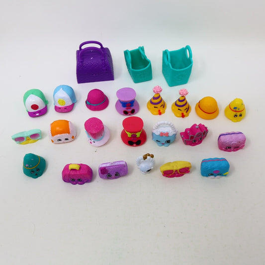 Lot of 21 Shopkins Figures Toys Mixed Sun Glasses Hat Hands Bag Baskets Moose