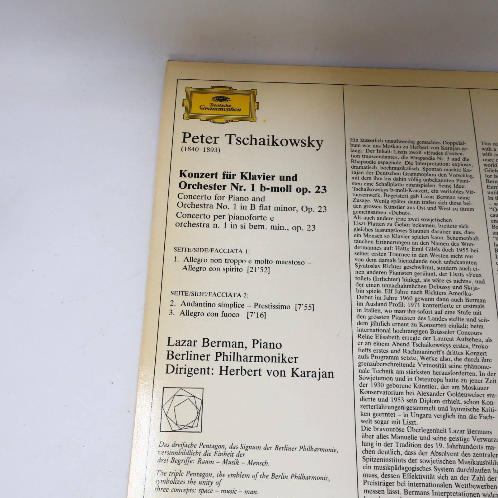 Tschaikowsky Von Karajan Lazar Berman Berliner Klavierkonzert 1 Record 2530 677