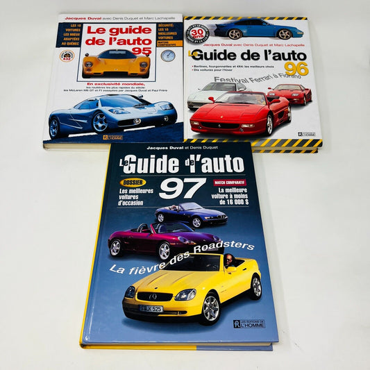 Le Guide de l'Auto 95-96-97 Jacques Duval/Denis Duquet Lot Livres Vintage Chars