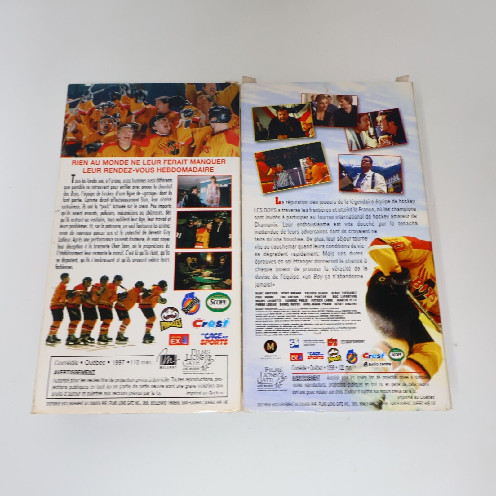 Les Boys 1 & 2 Lot VHS NTSC Testés Français Québec Comédie Hockey Rémy Girard