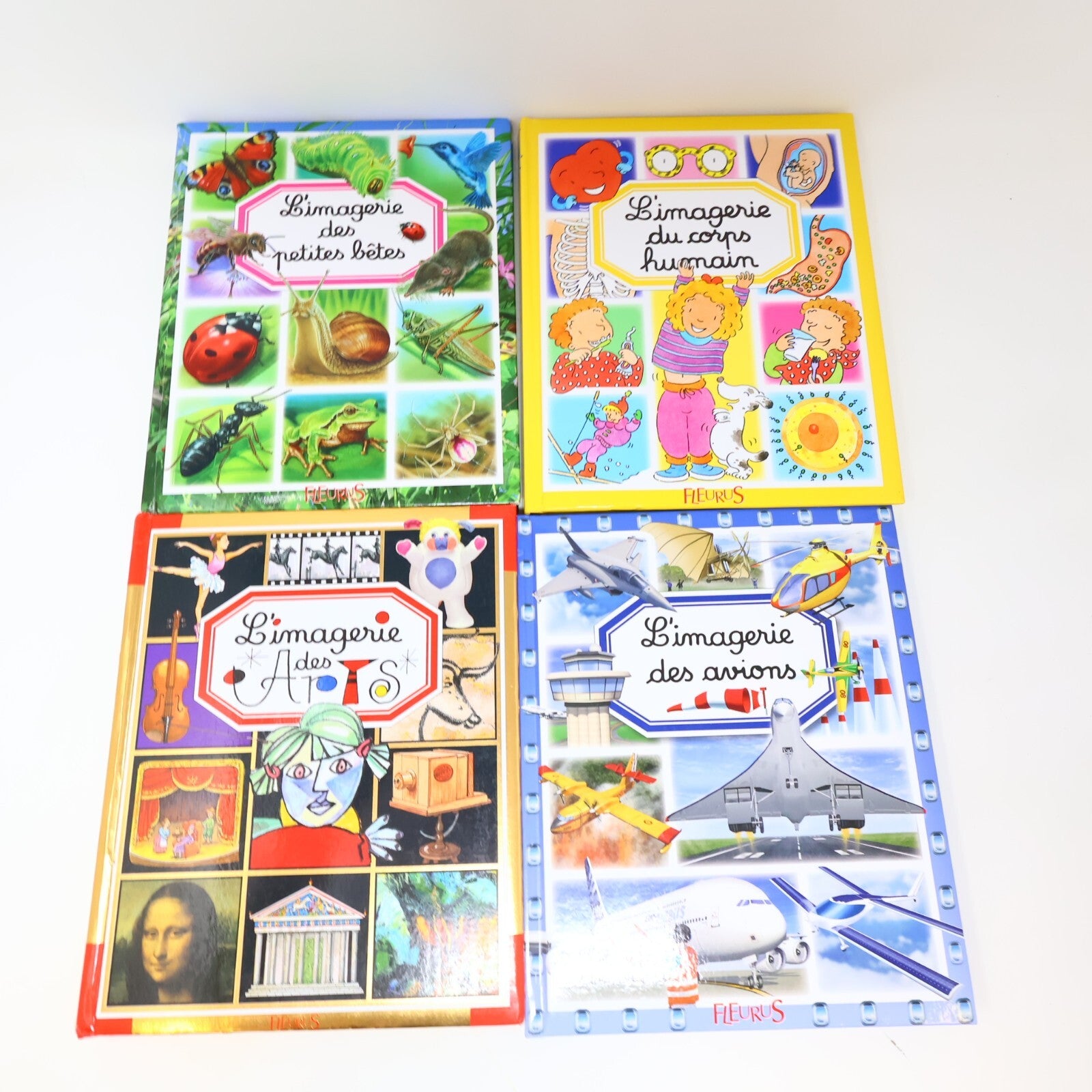 L'Imagerie Lot 9 Livres Ferme/Corps Humain/Avions/Arts/Petites Bêtes Français