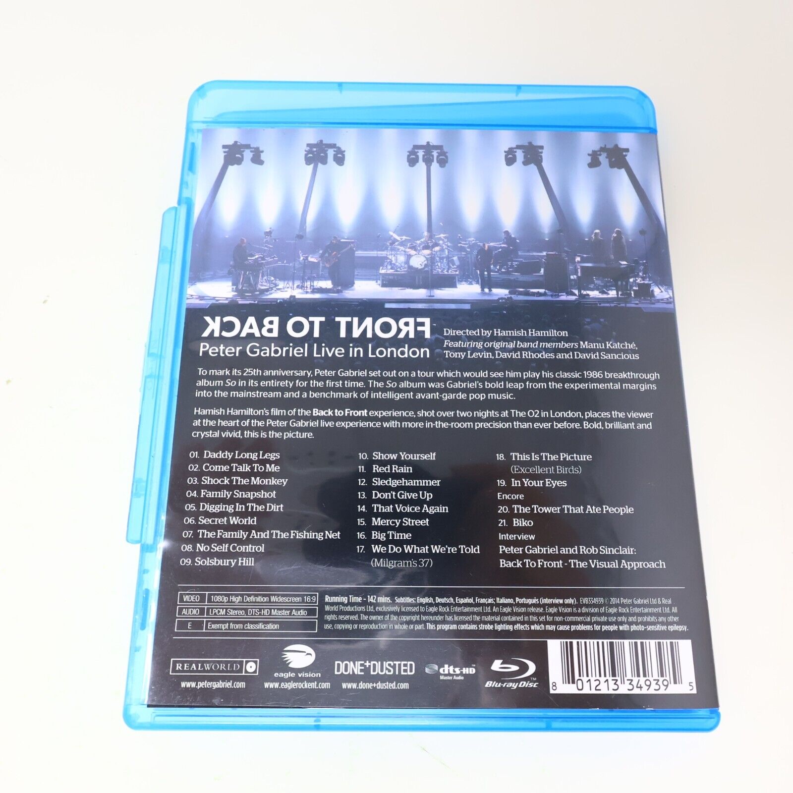 Back to Front Peter Gabriel Live in London Blu-ray 2014 Tested NTSC Concert