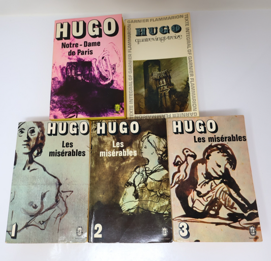 Victor Hugo Lot 5 Livres Les Misérables/Notre-Dame de Paris/Quatrevingt-Treize