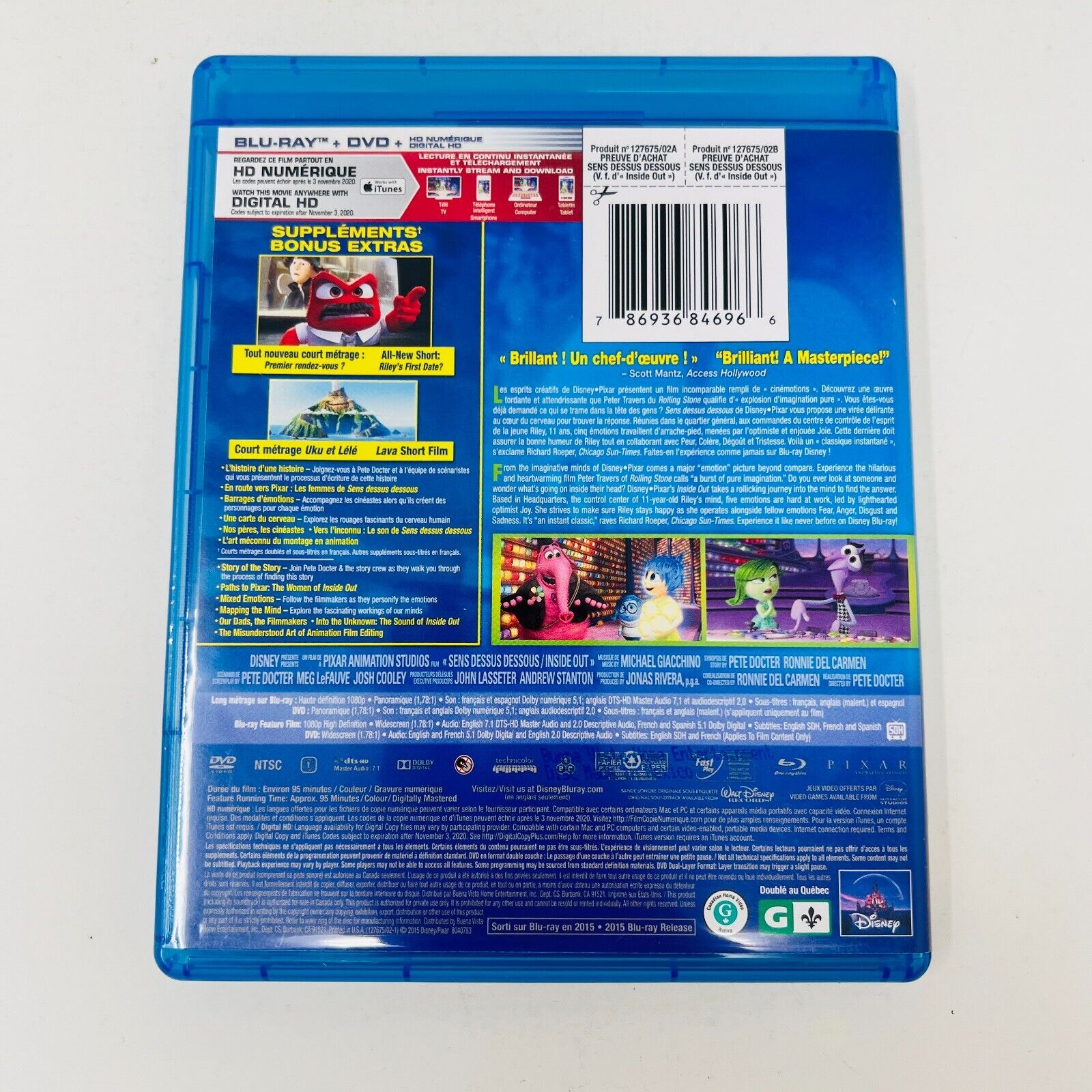 Sens Dessus Dessous/Inside Out Blu-ray + DVD Tested Bilingual English/Français