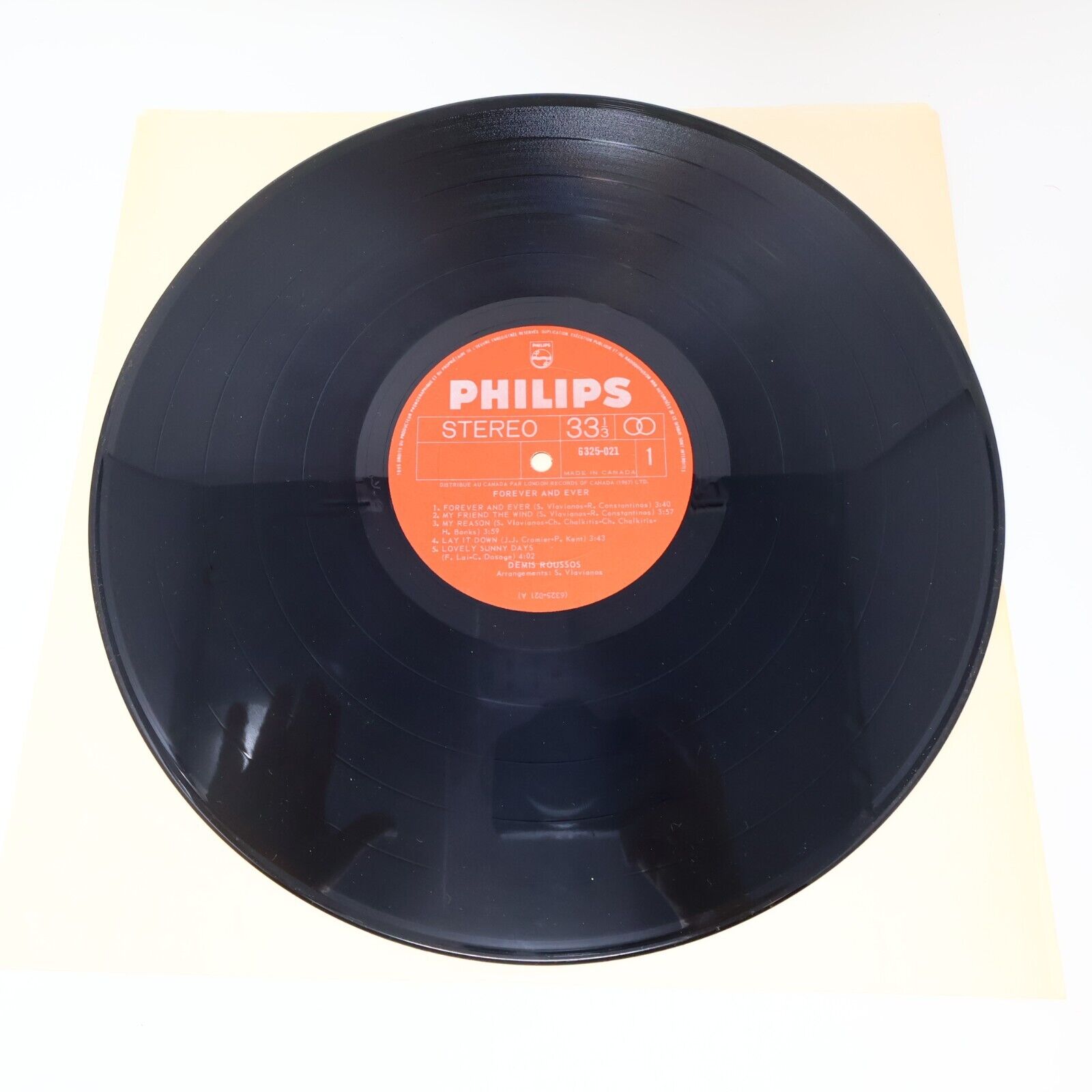 Démis Roussos Forever And Ever LP Record 6325 021 Canada My Friend The Wind 70s