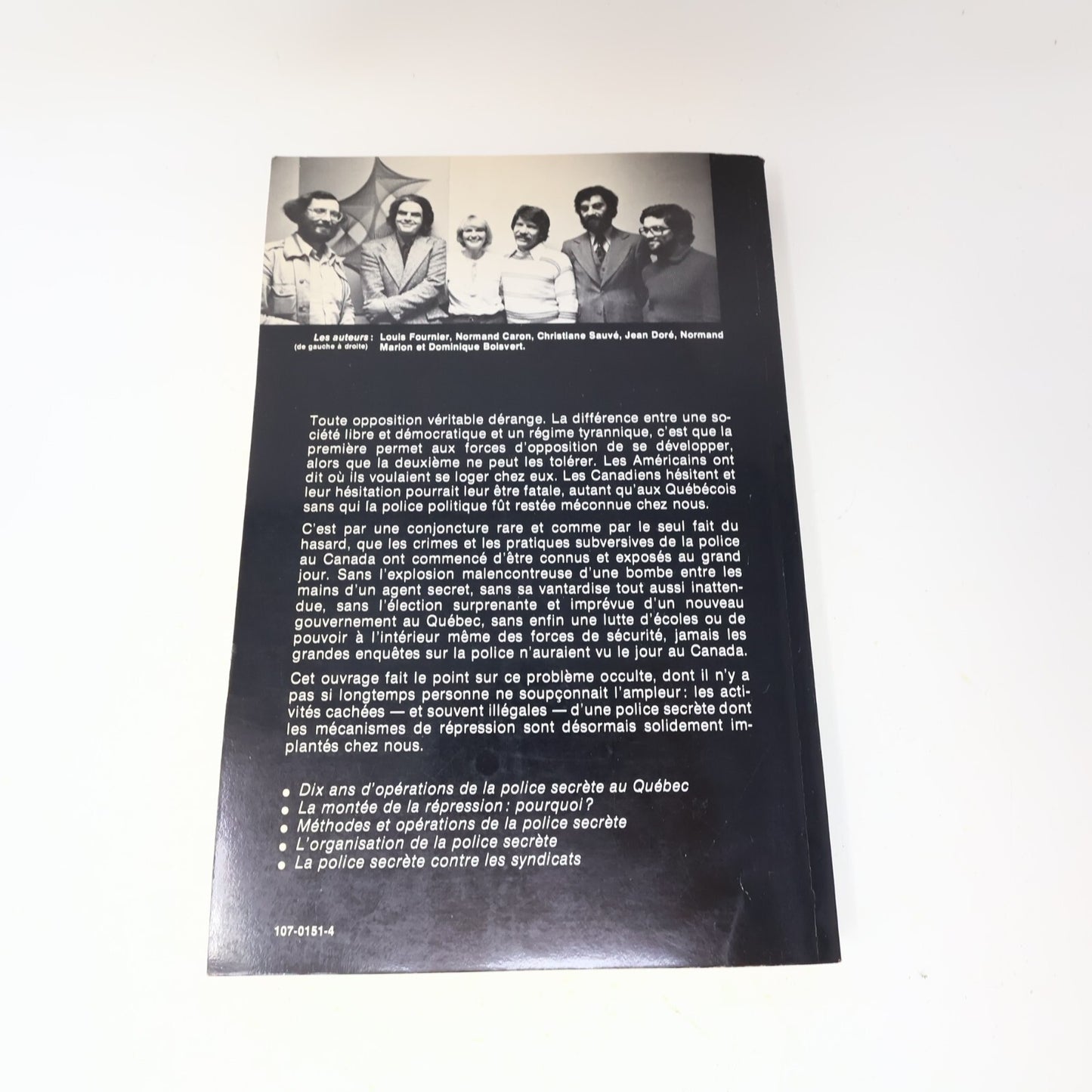 1978 La Police Secrète au Québec Normand Caron Québec Amérique Histoire Crime PB