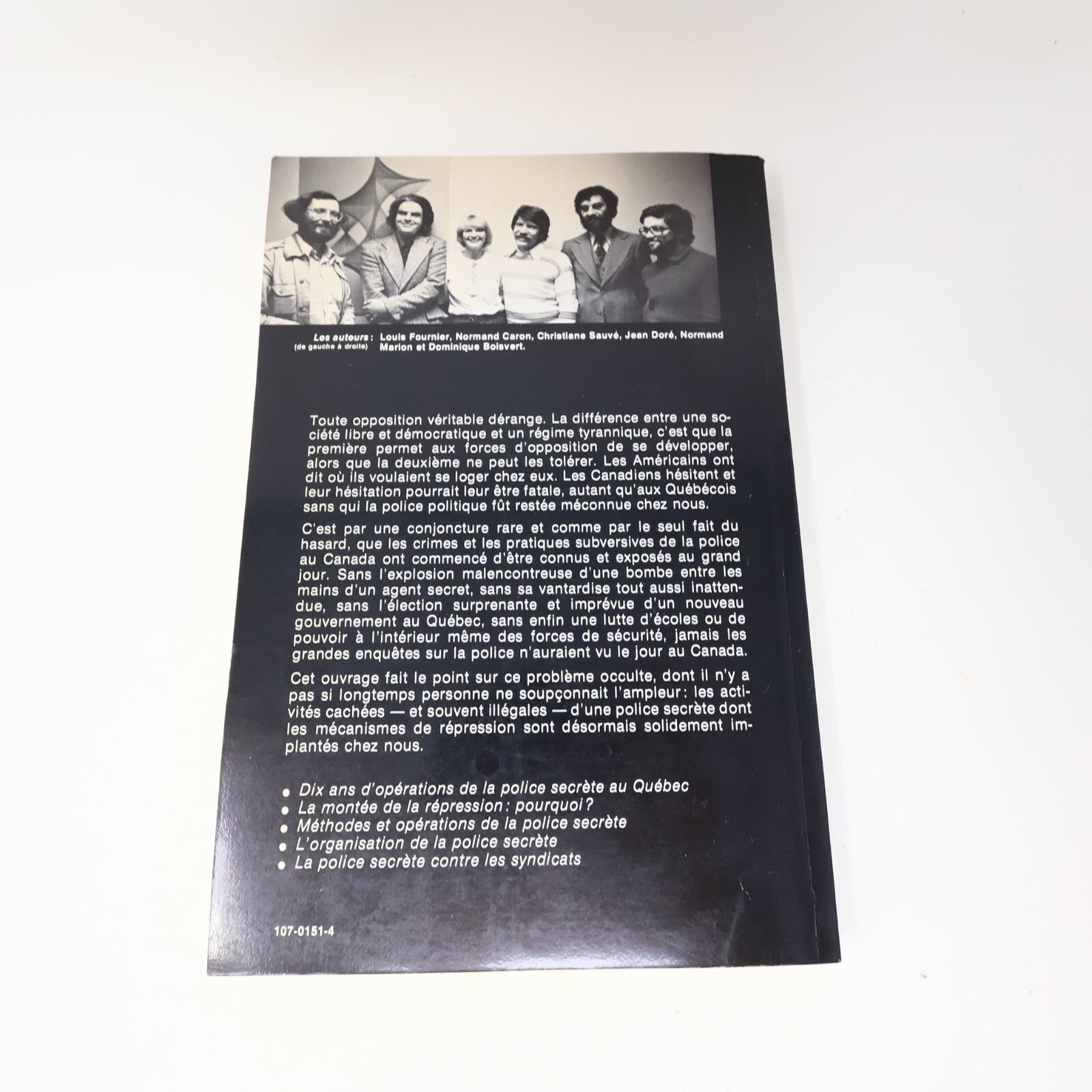1978 La Police Secrète au Québec Normand Caron Québec Amérique Histoire Crime PB
