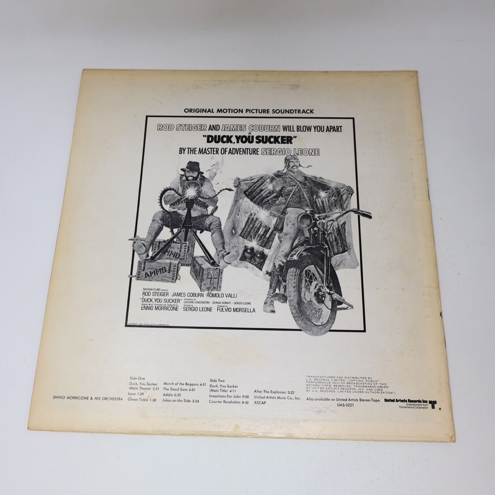 Ennio Morricone Duck You Sucker Movie Soundtrack LP Record UAS-5221 Sergio Leone