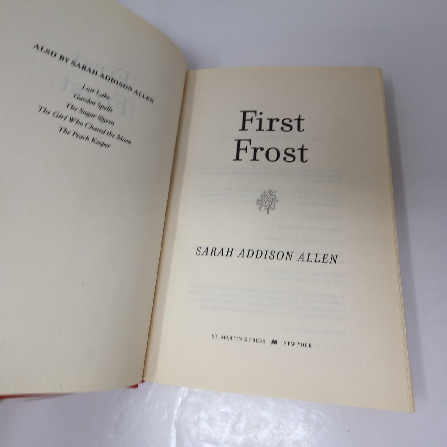 First Frost a Novel Sarah Addison Allen St. Martin's 2015 HC DJ Fantasy Romance