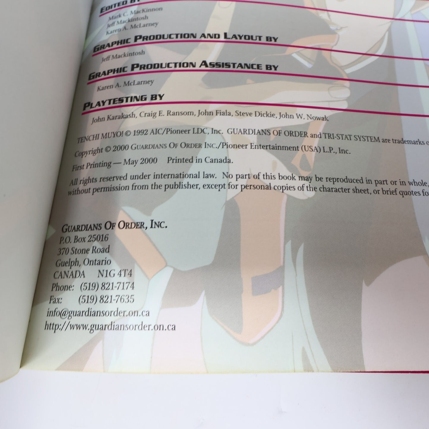 Tenchi Muyo! Role-Playing Game and Resource Book Guardians of Order 2000 Rpg PB