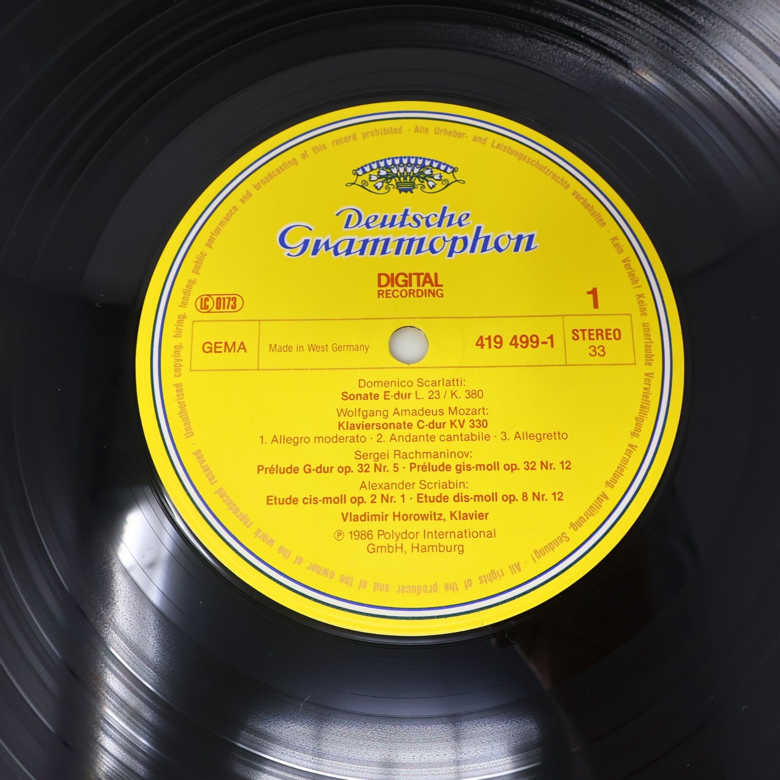 Horowitz In Moscow LP Record Vinyl 1986 Deutsche Grammophon 419 499-1 Piano