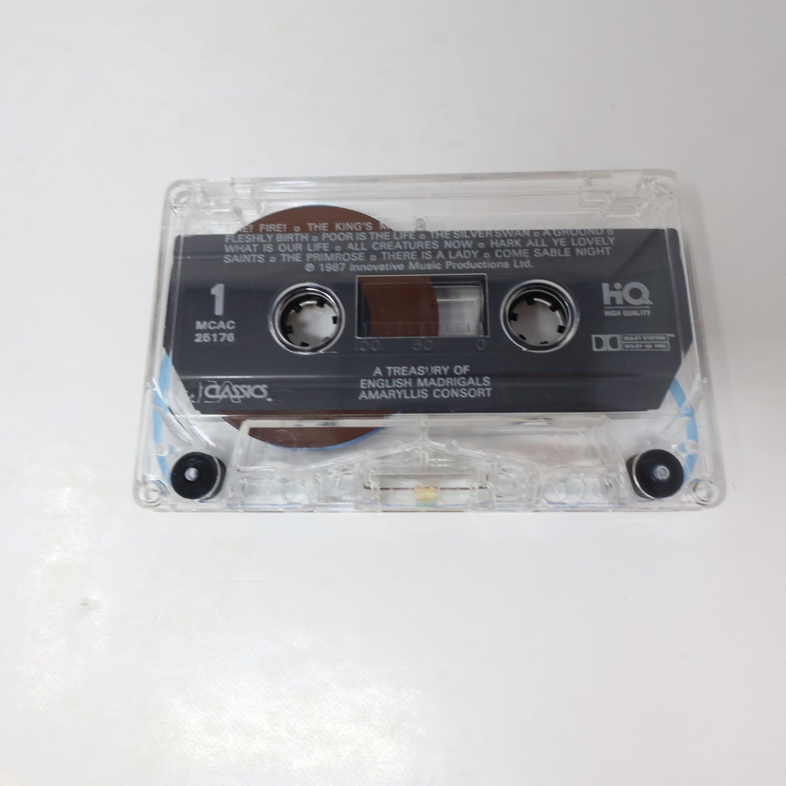 A Treasury Of English Madrigals Cassette Amaryllis Consort/Brett/Aldwinckle 1988