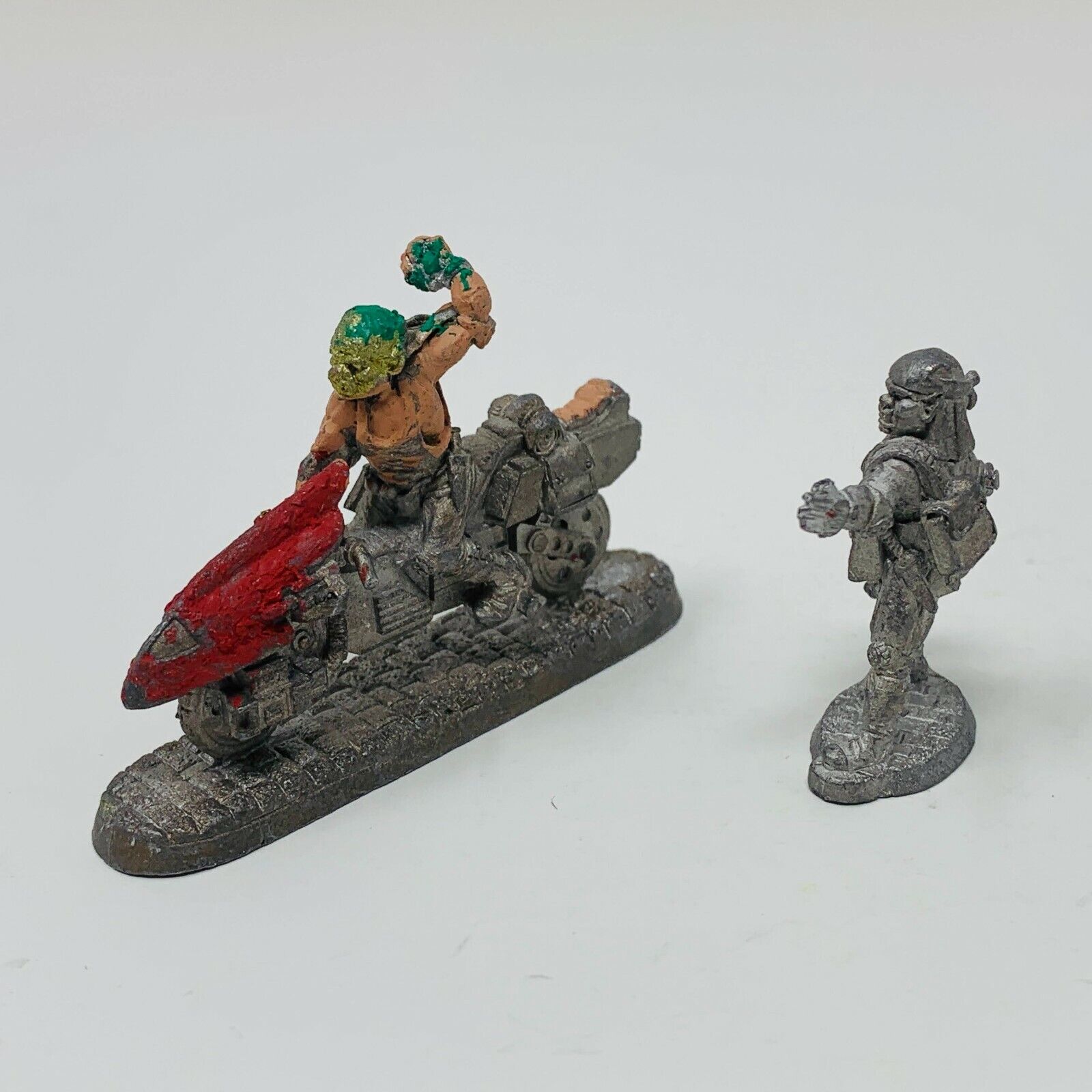 4 Miniatures Metal Figures Ral Partha & RAFM Orc Biker Elven Dwarf Mixed Lot 90s
