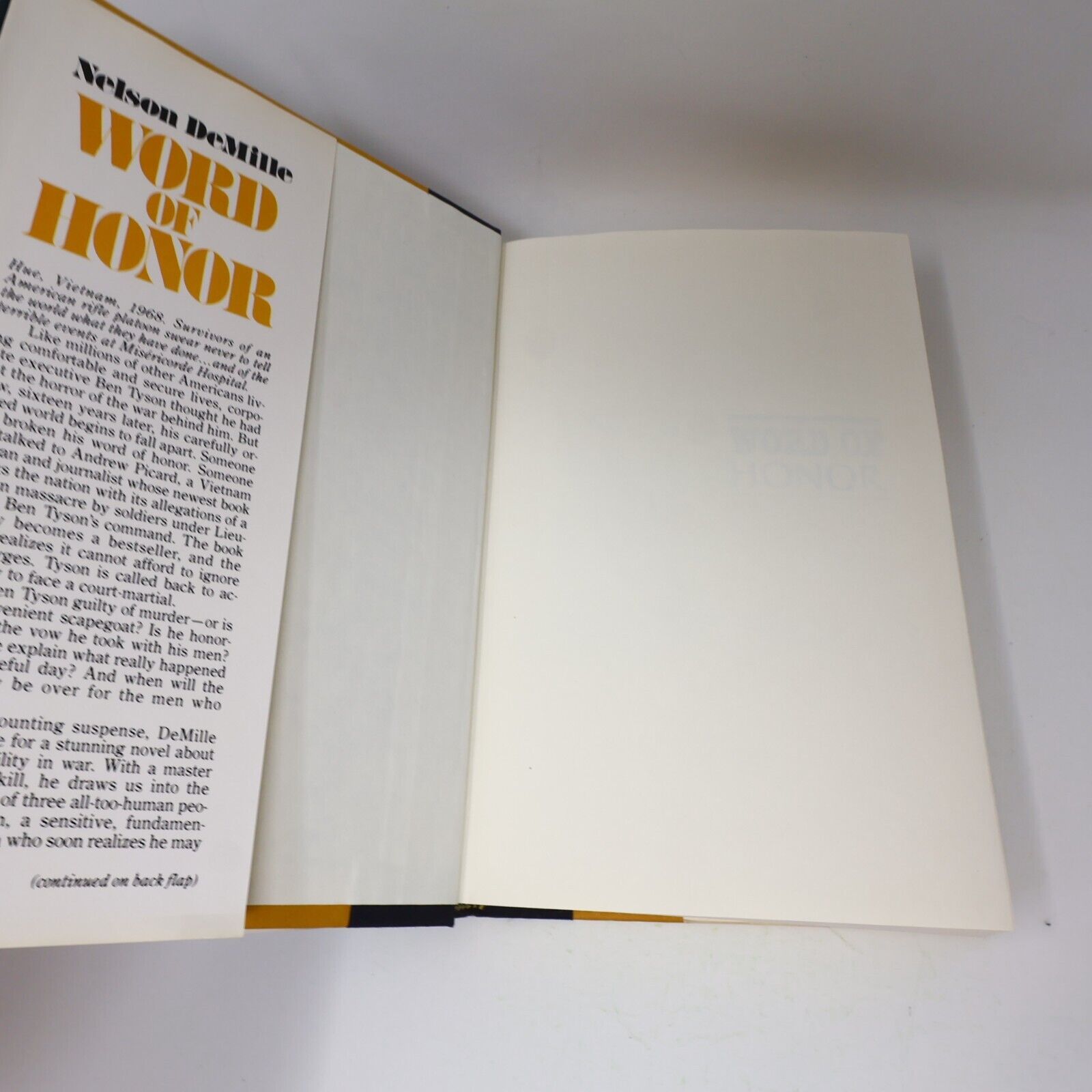 1985 Word of Honor Nelson Demille 2nd Print Warner Books Hardcover HC Mystery DJ