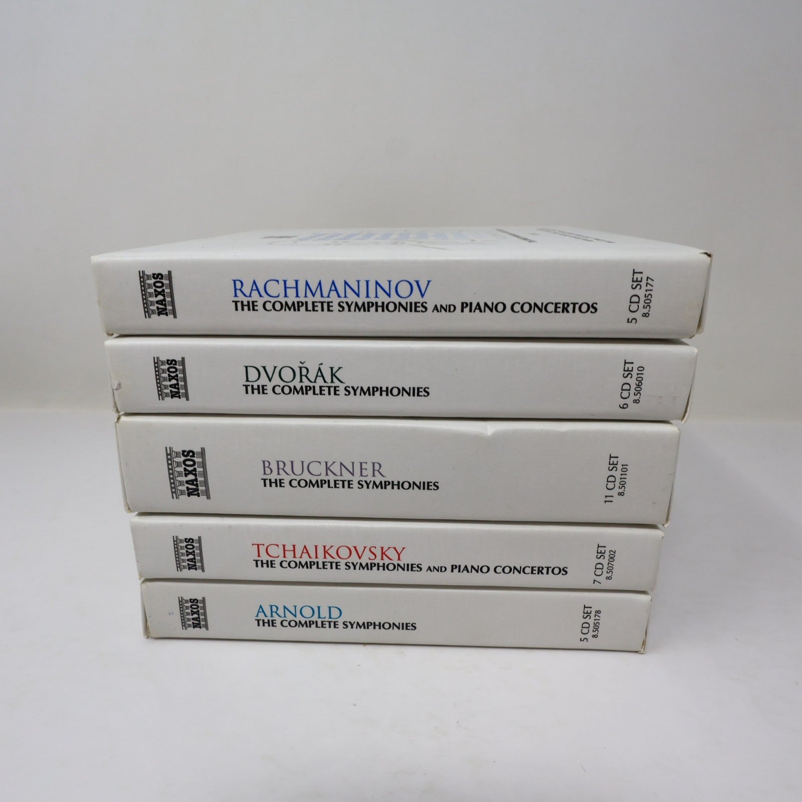 Naxos The Complete Symphonies 5 Box CD Lot Rachmaninov/Dvorak/Tchaikovsky/Arnold