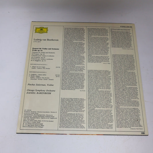 Beethoven Pinchas Zukerman Violinkonzert Chicago Barenboim LP Record 2530 903