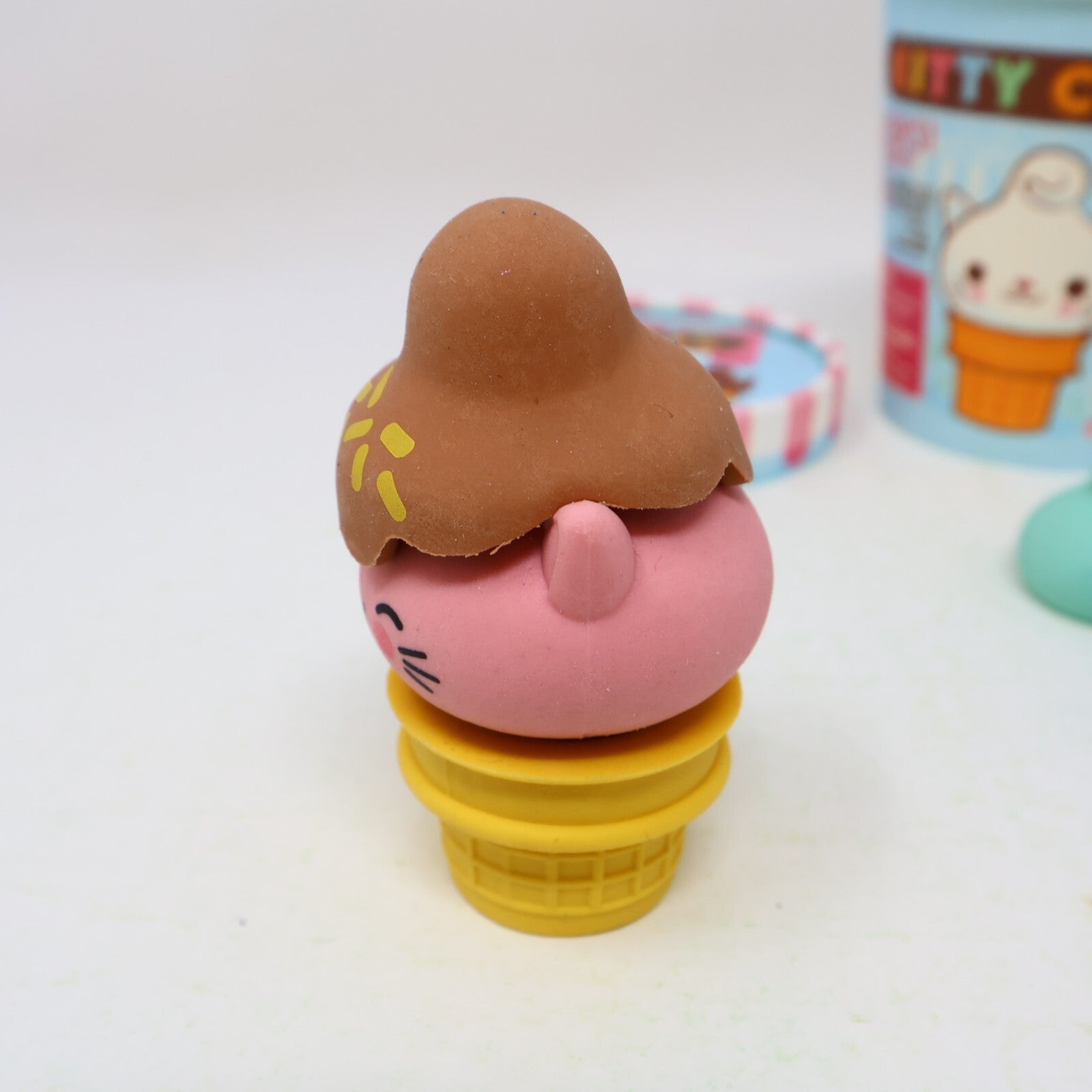 Kitty Cones Erasers Series 1 Miyu Pink Ice Cream with Box 4 Toppings 1 Cone
