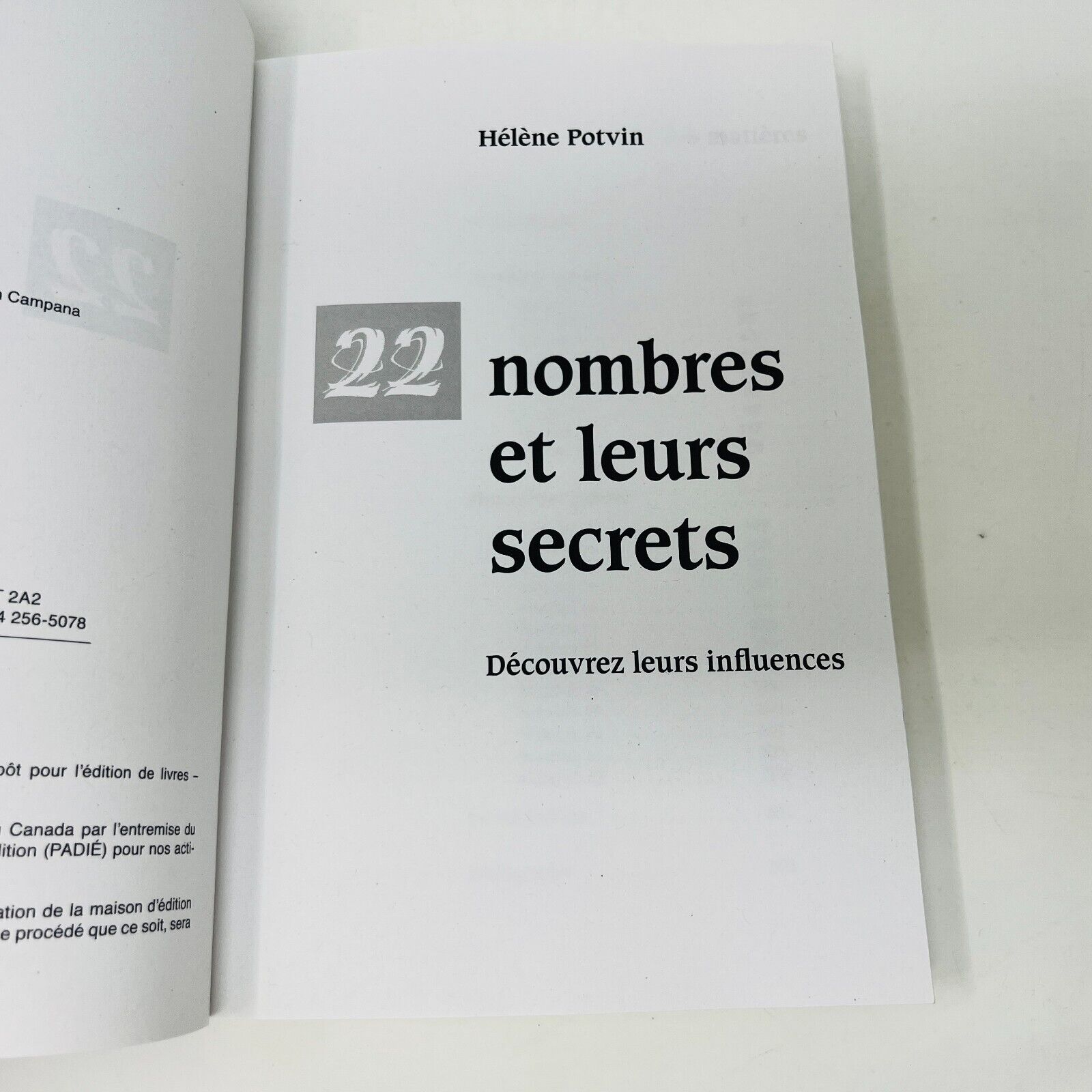 2010 22 Nombres et leurs Secrets de Hélène Potvin Béliveau Éditeur Paperback PB