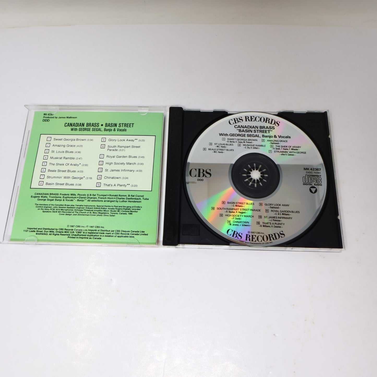 Basin Street CD Canadian Brass/George Segal CBS 1987 Jazz Classical MK 42367