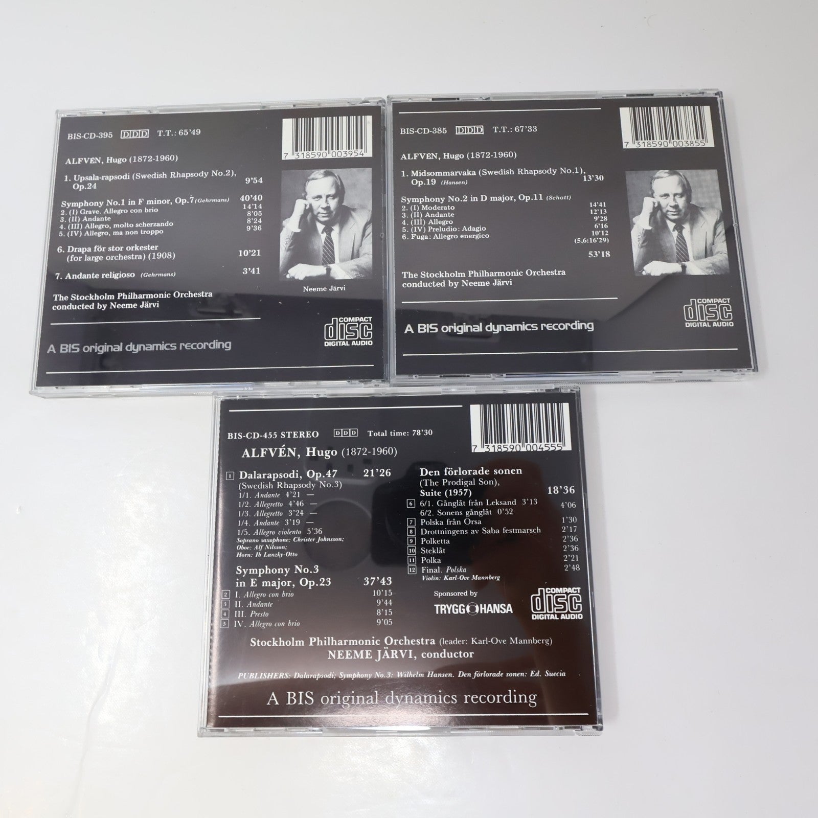 Hugo Alfvén 3 CD Lot Symphony 1-2-3 Stockholm Philharmonic Orchestra/Neeme Järvi