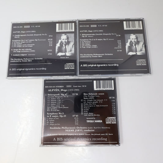 Hugo Alfvén 3 CD Lot Symphony 1-2-3 Stockholm Philharmonic Orchestra/Neeme Järvi