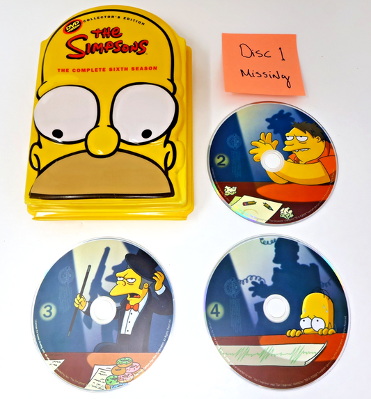 The Simpsons The Sixth Season #6 DVD Head Incomplete Missing Disc 1 & Inserts