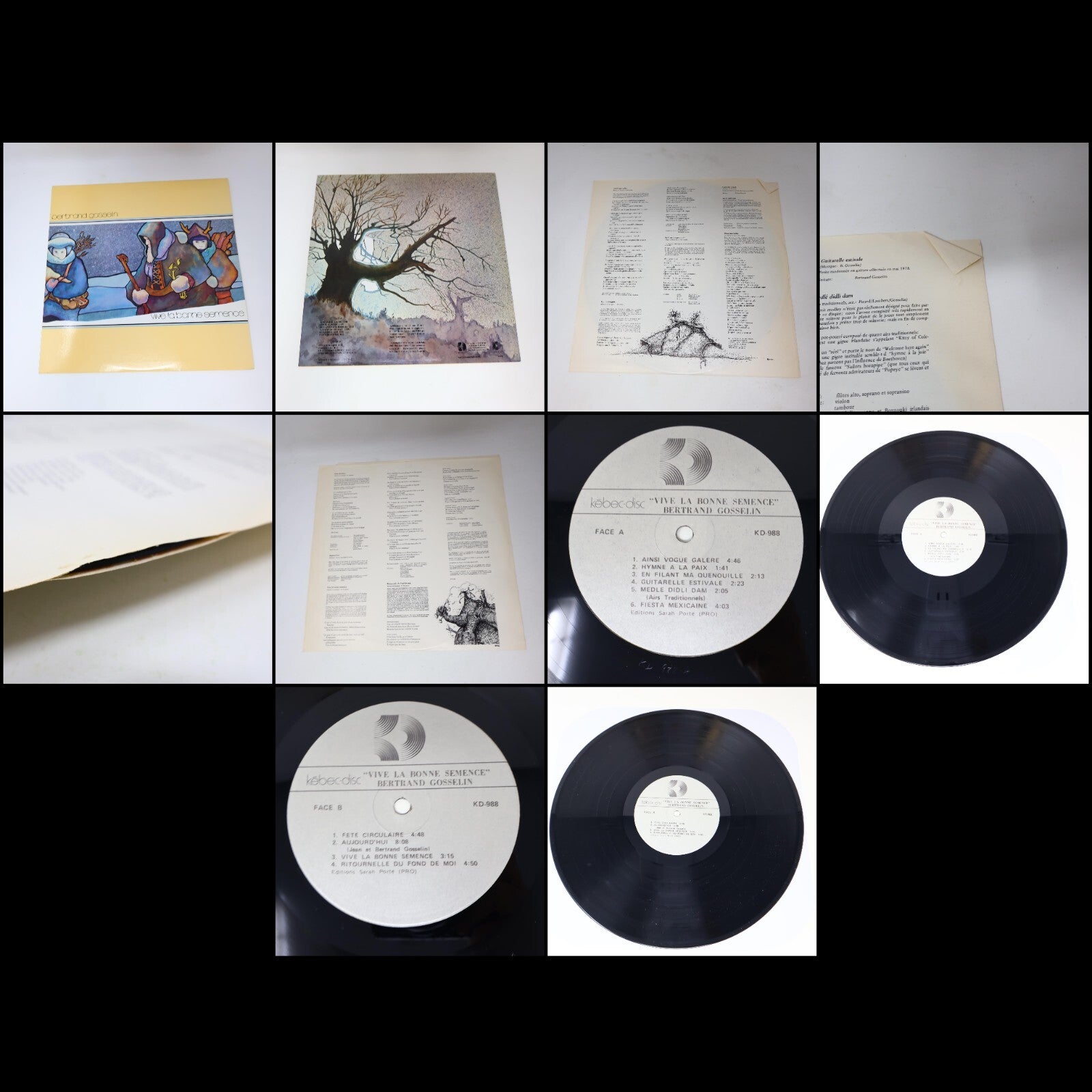 Rock/Pop/Folk/Funk Québécois 70s Lot 8 Disques Toubabou/Julien/Barde/Connivence