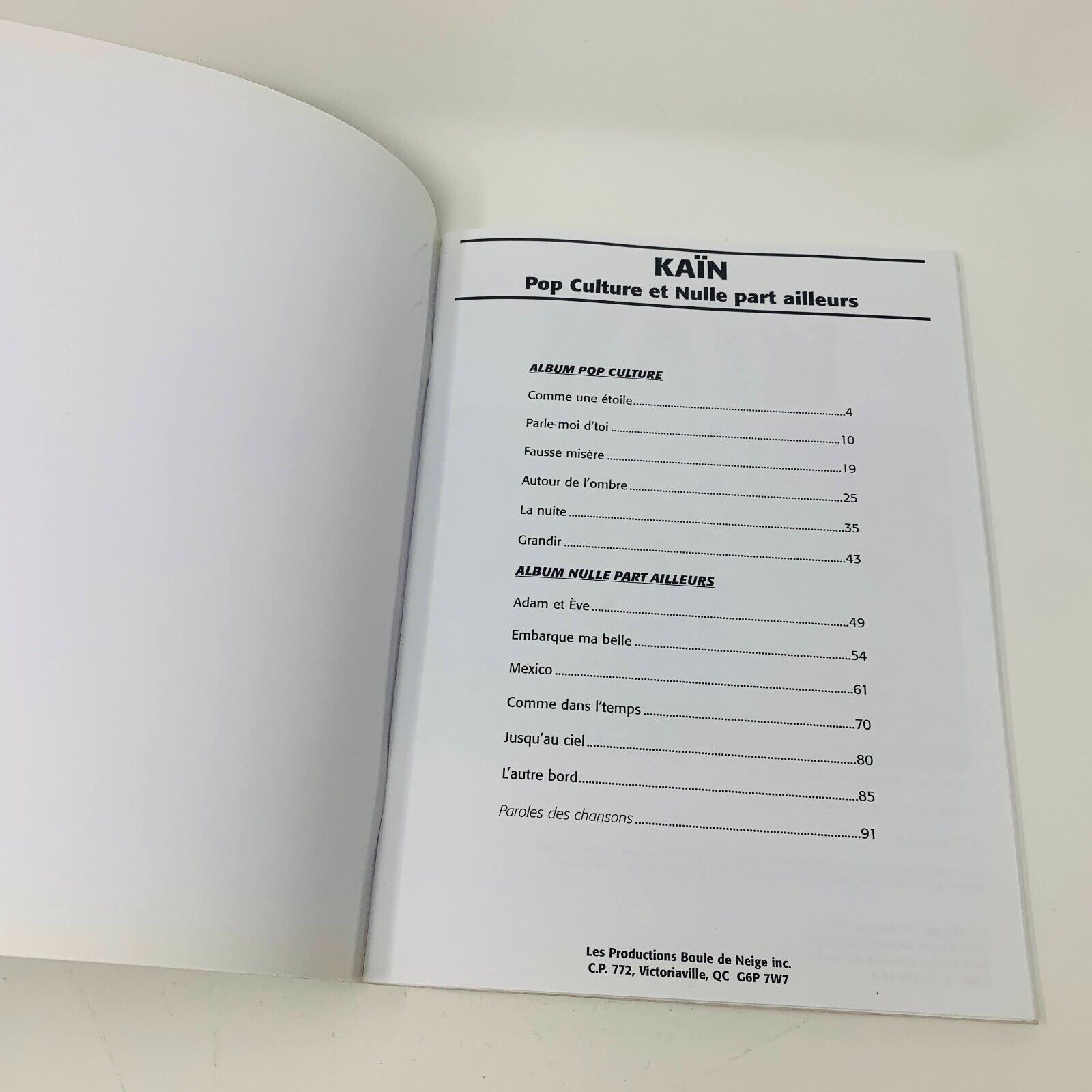 2006 Kain Pop Culture et Nulle Part Ailleurs Partitions Songbook Piano Guitar