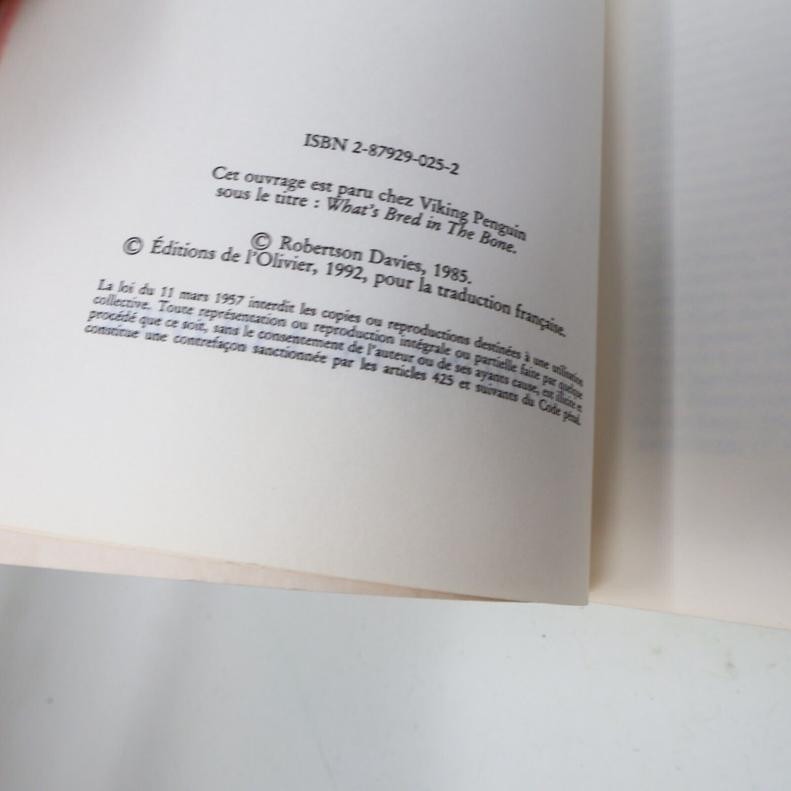 Lot 3 Robertson Davies Homme Remarquable Lyre d'Orphée Maître des Muses Livres