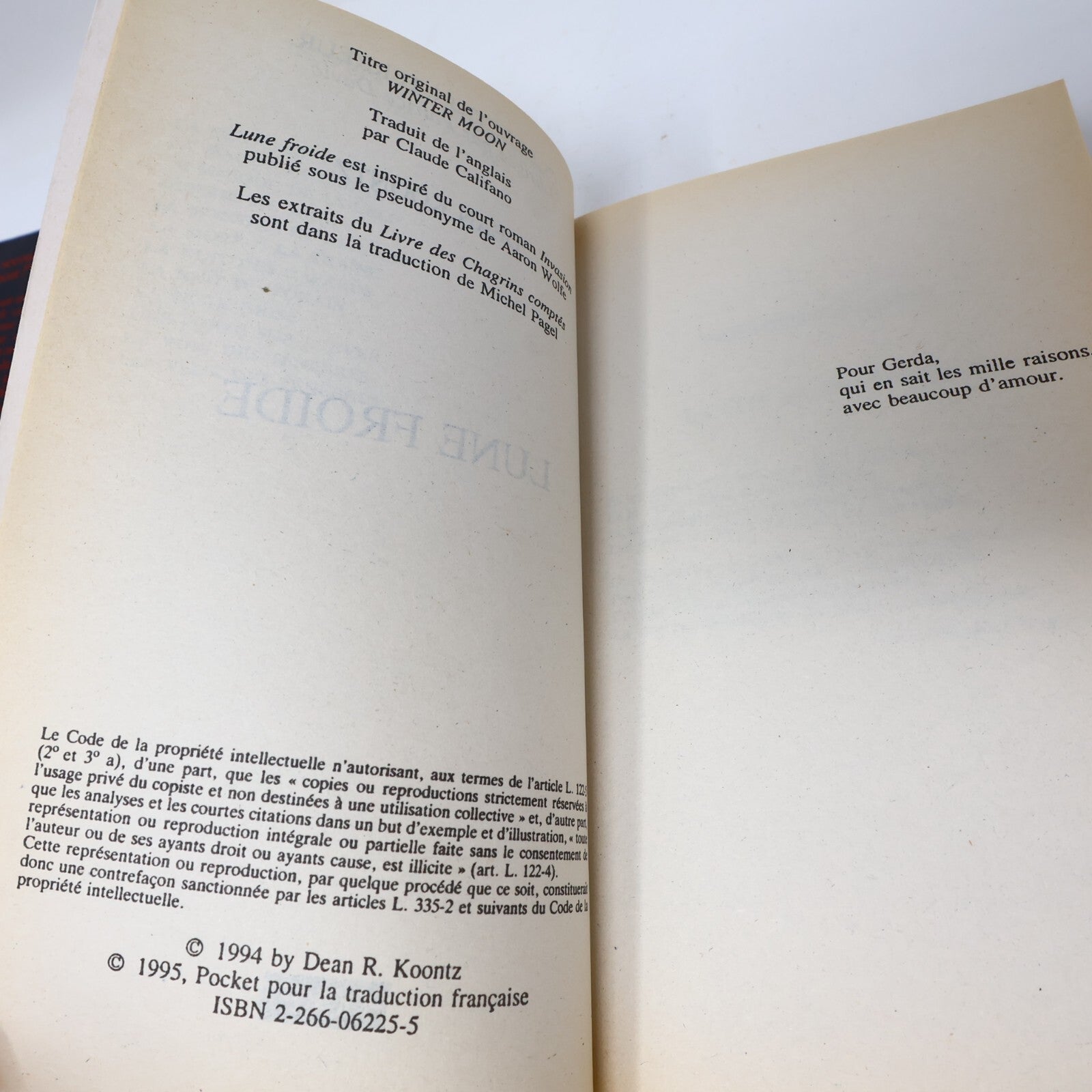 Dean Koontz Lot 4 Livres Yeux des Ténébres/Lune Froide/Nuit des Cafards Français